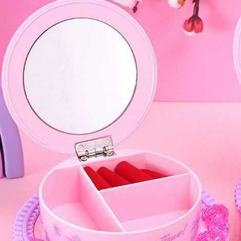 Schmuckkästchen in Form einer Geburtstagstorte, aus dekorativem rosa Kunststoff, musikalisches Schmuckkästchen für Mädchen (1/5)