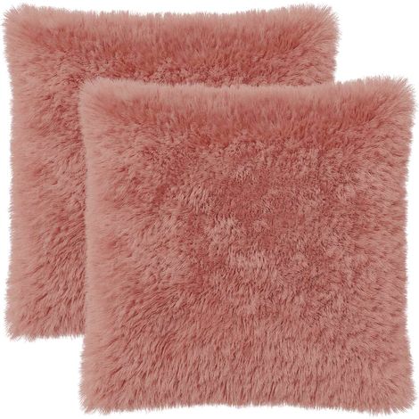 Housse de coussin 2 pcs HEERLEN Rose 65 x 65 cm Fleece PV vidaXL