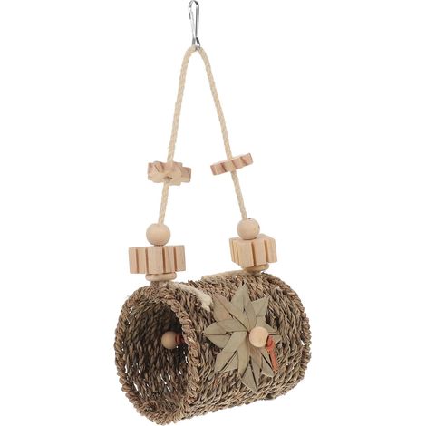 Hanging Rattan Bird Chew Toy Tunnel for Parrots and Parakeets for Training and Mental Stimulation (1/5)