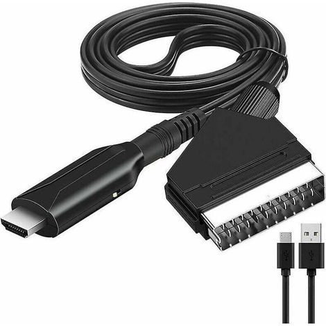 Adaptador de peritel HDMI con cables HDMI y peritel, convertidor de peritel a HDMI con función de conversión 720/1080P compatible para monitor HDTV/VHS/Sky Blu-Ray/PS3/reproductor de DVD