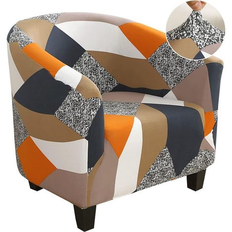 Housse de Fauteuil Cabriolet 1 Place,Housse de Fauteuil Crapaud Extensible Chesterfield,Housse Fauteuil Salon Club il Lavable,Couverture de Fauteuil Facile à Installer e à Laver,Géométrie (1/5)