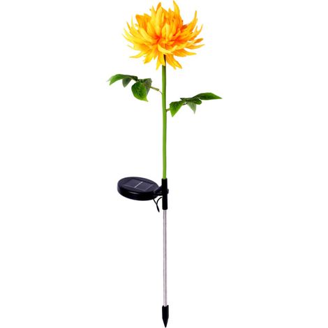 Lampes solaires en forme de chrysanthème pour jardin, étanches, à planter dans un piquet. Idéales pour éclairer allées, pelouses et jardins. (1/5)