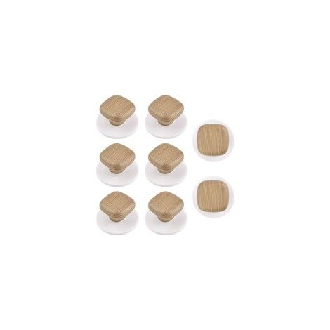 Set mit 8 runden und quadratischen, selbstklebenden Schubladengriffen aus Kunststoff in Holzoptik – Zusätzliche Griffe für Schränke, Schubladen und Glasflächen (1/5)