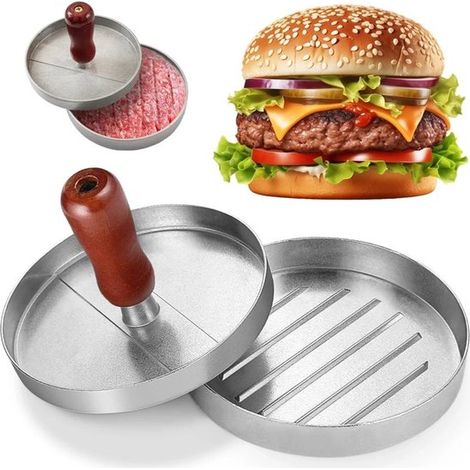Set per hamburger, diametro 11,9 cm, manico 7,9 cm. Include 100 fogli di carta da forno. Stampo per hamburger ripieni. Per hamburger e carne macinata deliziosi. (1/5)