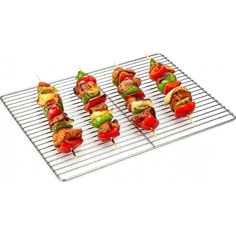 30 x 45 cm Rectangular Stainless Steel BBQ Grill Rack Heavy Duty Nonstick Cooking Net for Plancha Oven Cooling Stand Cooking Accessory for BBQ and Picnic (1/5)
