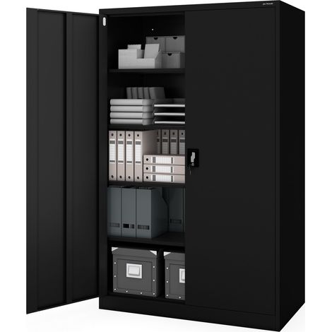 Armoire de bureau métallique large et profonde noire, 1150x1850x600 mm: JAN II D600