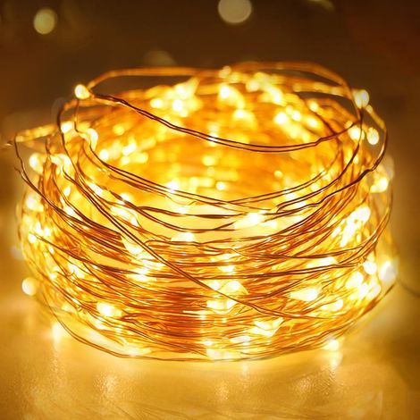 Set mit 1 kleiner, batteriebetriebener Lichterkette mit Timer, 3 m lang, 30 LEDs aus Kupferdraht, batteriebetriebene LED-Lichterkette (AA-Batterien) für Partys, Weihnachten, Halloween, Hochzeiten, Dek (1/5)