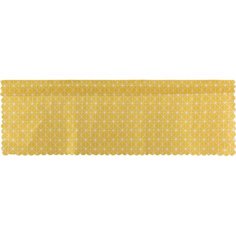 Rideau Demi-Fenêtre Coton Lin Jaune - Style Scandinave Minimaliste - Pour Cuisine Et Salon - 1 Pièce (1/5)