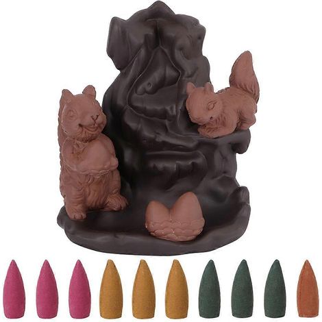 Räuchergefäß mit Eichhörnchenmotiv, dekorativer Räucherstäbchenhalter für Zuhause, kunstvolles Harzornament, umgedrehter Räuchergefäßhalter, ideal für Feng Shui (1/5)