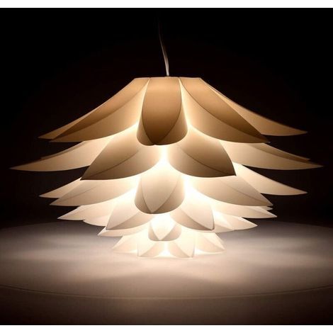 Lampe design lotus - Abat-jour XL à monter - Luminaire IQ plafond - Ensemble avec montage plafonnier câble 90cm douille E27-50 pcs (1/3)