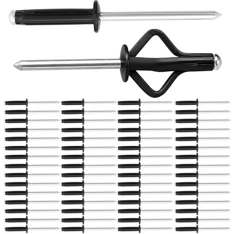 60 Pièces Rivets Aveugles en Aluminium Semi-Noirs, Rivets Pop Tête 4.8×25 mm pour Plaque Immatriculation, Fixation Métal Plastique Bois Bricolage Automobile Industrie Construction (1/5)