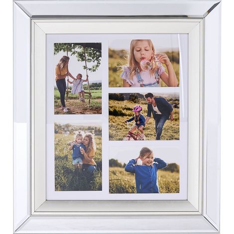 Cadre Multi Photo 44 x 49 cm pour 3 Photos 10 x 15 Effet Miroir Accessoire Parfait pour Composition Murale dans votre Salon ou Chambre