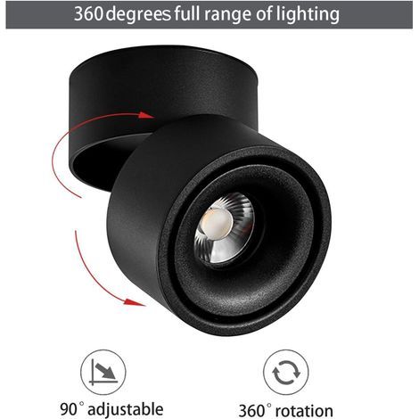 LED-Deckenstrahler für den Innenbereich, 360° verstellbar – Aufputzmontage mit COB-Technologie – 10 W LED, warmweißes Licht (3000 K) – Deckeneinbauleuchte – Wandleuchte/Schwenkbare Wandleuchte aus Alu (1/5)