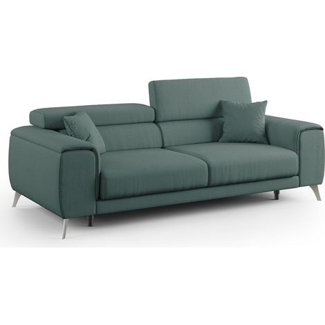 Fusion Sofá con asientos deslizantes en tela suave antimanchas 185 cm Verde