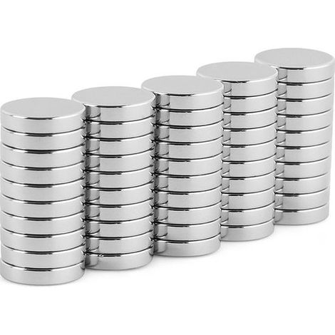 Aimants ronds 10 x 2 mm - Lot de 50 - Aimants pour frigo et tableau blanc (1/2)