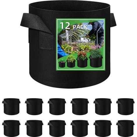CSPARKV (10 Gallon)12 Pack 37L Planting Bags Non-Woven Fabric Garden Plant Grow Bags Breathable Non-Woven Fabric Flower Pots with Handles Flowers Plants