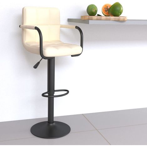 Chaise de bar Tabouret de bar - Tabouret Haut Crème Tissu BV496521 - BonneVie (1/5)
