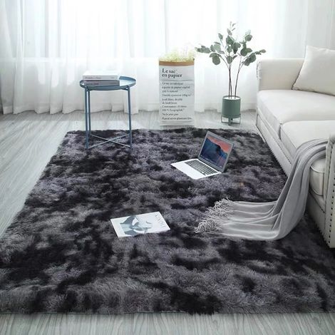 Tapis moelleux tie-dye 40 x 60 cm arc-en-ciel pour chambre, table de chevet, salon, salle de jeux (1/5)