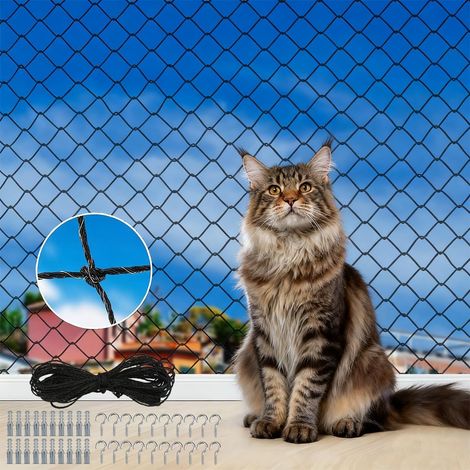 Filet pour Chat pour Balcon 6 x 3 m, Filet Chat Balcon sans Percer (1/5)
