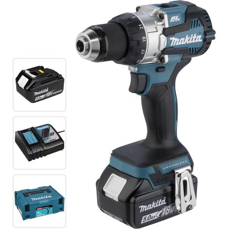 Makita DHP 489 RTJ Akku Schlagbohrschrauber 18 V 73 Nm Brushless + 2x Akku 5,0 Ah + Ladegerät + Makpac (1/5)