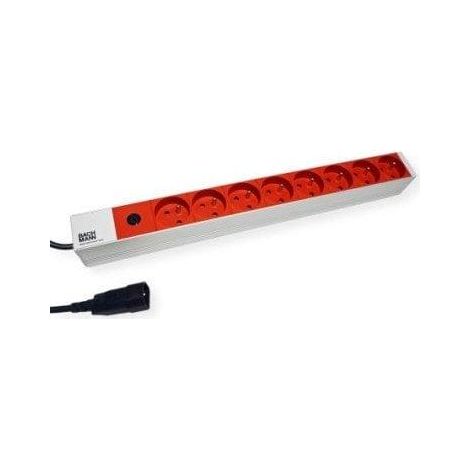 Bachmann Multiprise rackable rouge 8 prises 16A 1,8m