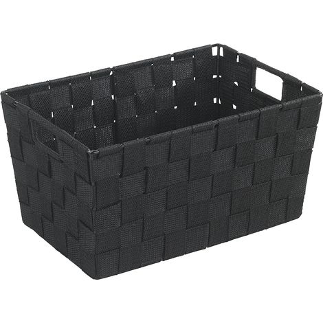 Aufbewahrungskörbe – 2er-Set – Gewebtes Polypropylen – Elegantes schwarzes Design – Für Bad und Küche – 30 x 15 x 20 cm