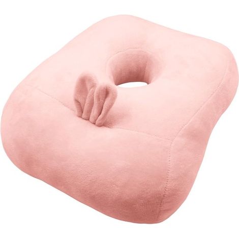 Cuscino morbido per il riposino, cuscino da scrivania rosa a forma di ciambella per le orecchie. (1/5)
