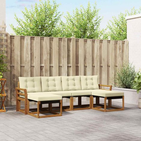 Outdoor-Sofagarnitur mit Kissen 6 pcs Natur und Creme (1/5)