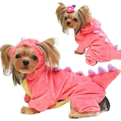 Animal de Compagnie Chien Chat Dinosaure À Capuche Animal Polaire Veste Manteau Vêtements Chauds Petit et Moyen Chien Chat Jeu de Rôle 1PC,XL (1/2)