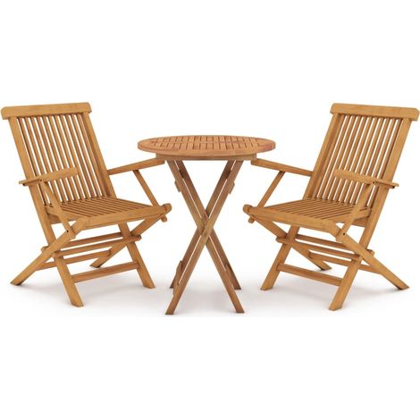Ensemble à manger de jardin 3 pcs,Salon de jardin Bois de teck massif CFW75670 (1/5)