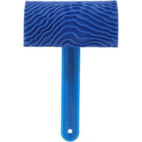 Blaue Farbrolle mit geprägtem Holzeffektmuster und Griff, DIY-Wanddekorationswerkzeug