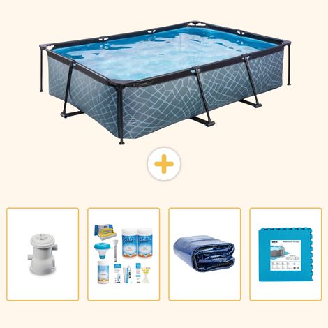 Exit-toys Piscine Exit Rectangulaire - Effet Pierre - 300x200x65 cm - 5-pièces S188 (1/5)