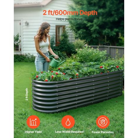 Potager Surélevé Métal 240x60x60 cm Carré Potager Surélevé Galvanisé Lit de Jardin Ovale Bac de Jardinage Fond Ouvert pour Culture… (1/5)