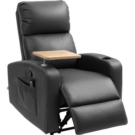 Fauteuil de massage, inclinable, méridienne, 1 table pliante, 1 repose-pieds 77 cm x 93 cm x 105 cm, noir (1/5)