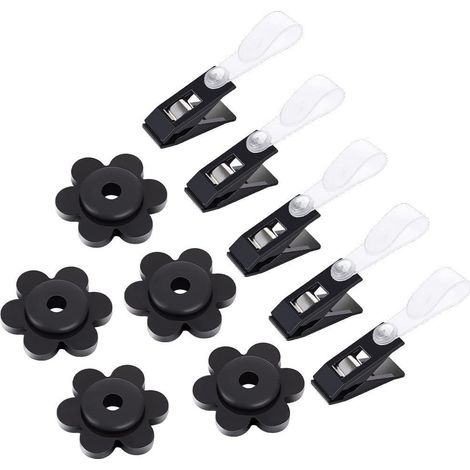Lot de 10 butées en caoutchouc pour drapeaux de jardin et clips anti-vent réglables - Accessoires pour mâts de drapeaux de jardin (1/5)