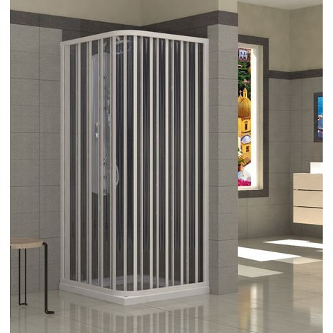 Box Doccia in PVC 1 Porta a Soffietto Angolare 2 Lati Apertura a Parete Angolo - Misura Box Angolare 70x80 (1/4)