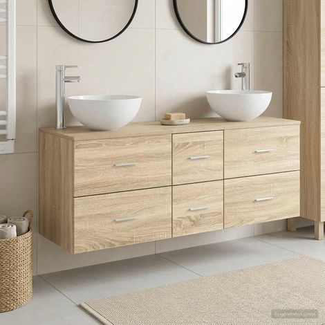 vidaXL Bathroom Cabinet Set 3 pcs Sonoma Oak 129 x 41 x 80 cm (1/5)