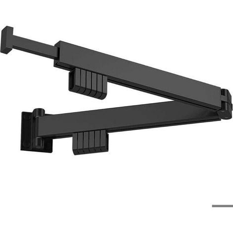 Portant à vêtements mural Extenle - Rotation à 360° - Noir - Double pliage - 10 x 5 x 30 cm - Charge maximale : 80 kg (1/4)