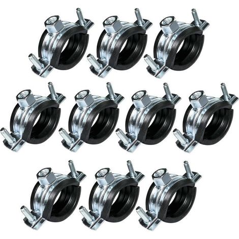 Lot de 10 colliers anti-vibrations pour tuyau Ø 1'' avec joint caoutchouc - fixation isophonique en acier zingué (1/4)