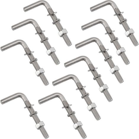 Kits de boulons à vis en L, acier inoxydable 304, vis d'ancrage de fondation, vis carrées, crochets de suspension, M6 x 80 mm, 10 pièces (1/5)