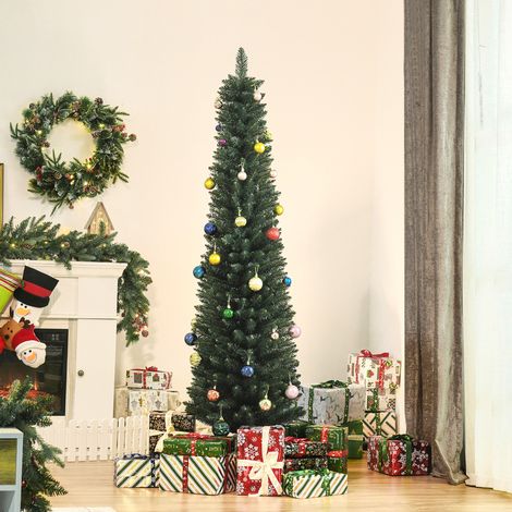 Árbol de Navidad Artificial Altura 180 cm con 380 Ramas Decoración Navideña para Interiores Ø56x180 cm Verde (1/5)