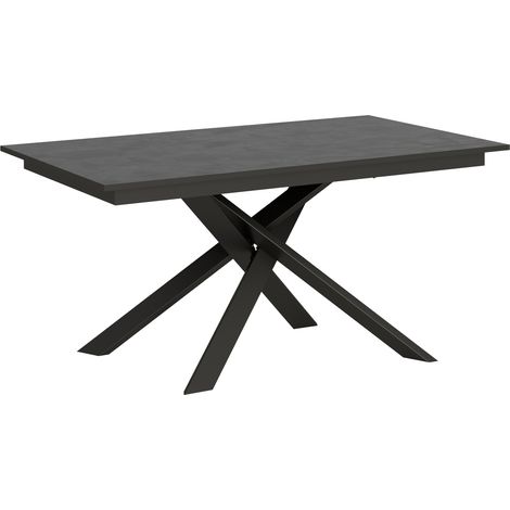 Tavolo "Varese" allungabile in legno per sala da pranzo -90 x 160 + 60 cm / Antracite Spatolato (1/5)