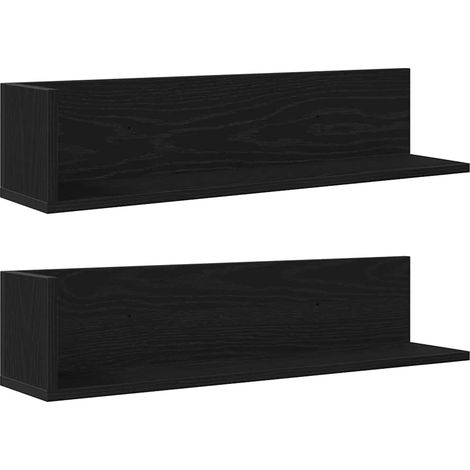 Étagères murales 2 pcs,Étagère flottante noir 75x16,5x16,5 cm bois d'ingénierie CFW47771 (1/5)