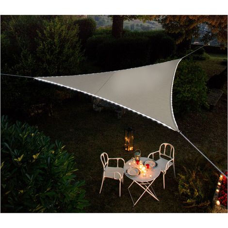 Voile d'ombrage LEDS solaires 3 60 x 3 60 m Polyester déperlant 107 LEDS intégrées Résistant à l'eau et au vent Morel (1/4)