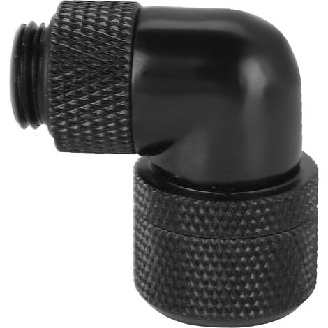 Raccord de refroidissement à eau 90° angle droit G1/4 pour tube épais (Noir) (1/5)