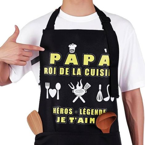 Cadeau Fete des Peres pour Papa, Tablier pour Papa, Cadeau danniversaire Noel pour Papa, Tablier Imperméable Noir (1/5)