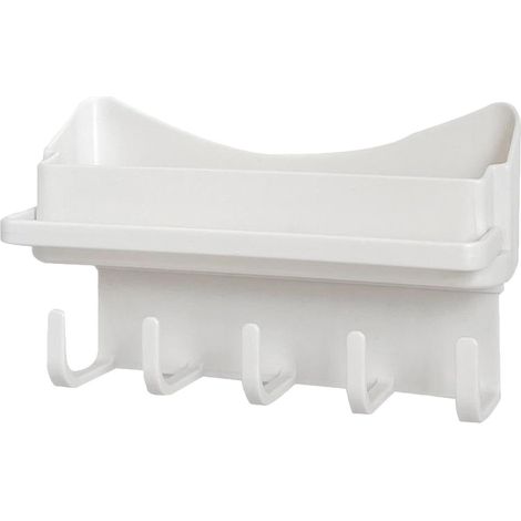Llavero de pared con ganchos y bandeja se puede utilizar para guardar correo, joyas, abrigos y paraguas. (1/5)