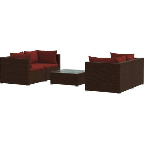 Maison Exclusive - 5-tlg. Garten-Lounge-Set mit Kissen Poly Ratta (1/5)