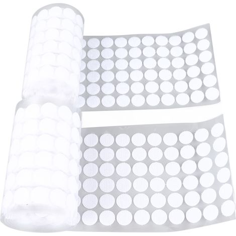 Petites pastilles adhésives blanches auto-agrippantes, cercles solides longue durée, bandes adhésives à double face pour fixation. (1/5)