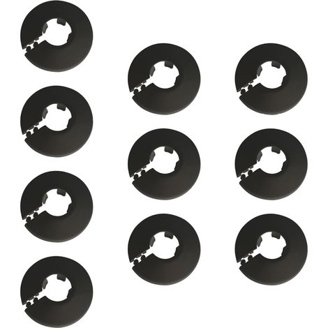 10 rosaces pour tuyaux de chauffage, pour rosaces de recouvrement de 17 mm de diamètre, manchons de tuyaux, radiateurs, pour conduites d'eau, conduites de chauffage, conduites de gaz (noir) (1/5)